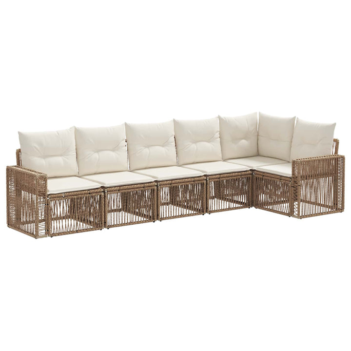 Havesofa Sæt 6 stk. Beige og cremehvid polyrattan