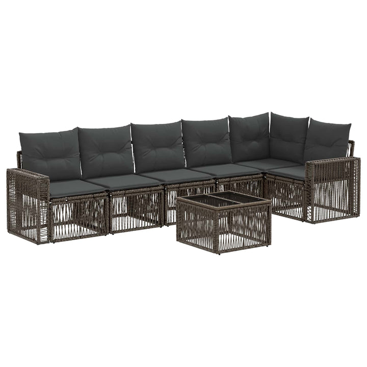 Havesofa Sæt 7 stk. Grå og Mørkegrå polyrattan