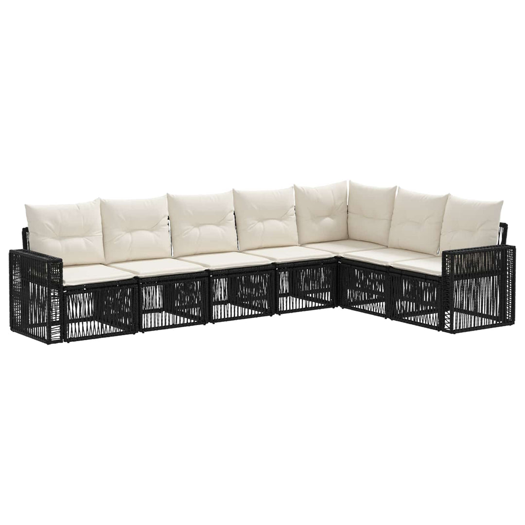 Havesofa Sæt 7 stk. Sort og Cremehvid polyrattan