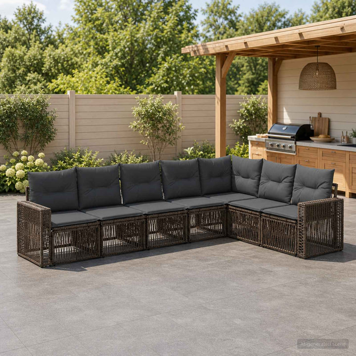 Havesofa Sæt 7 stk. Grå og Mørkegrå polyrattan