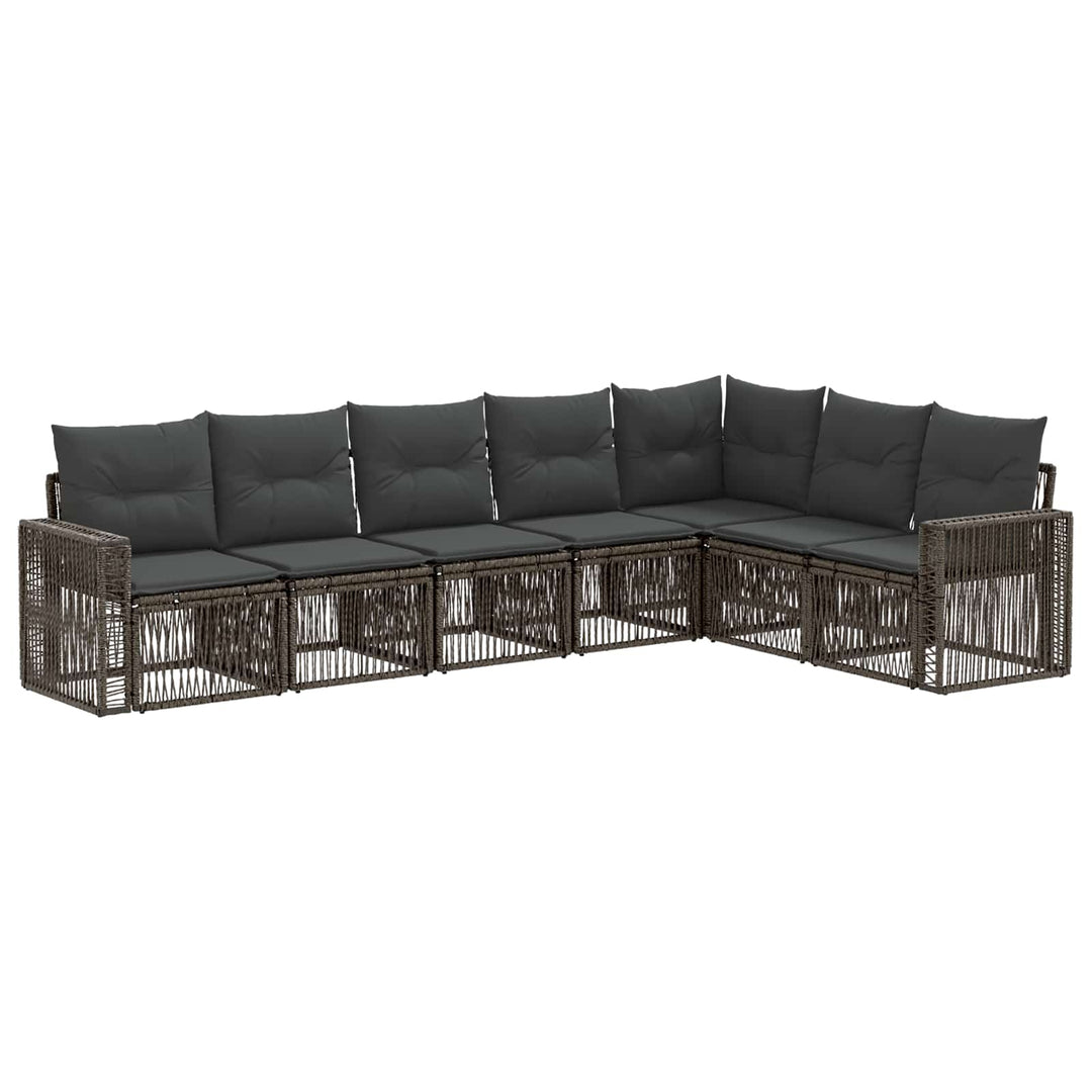 Havesofa Sæt 7 stk. Grå og Mørkegrå polyrattan