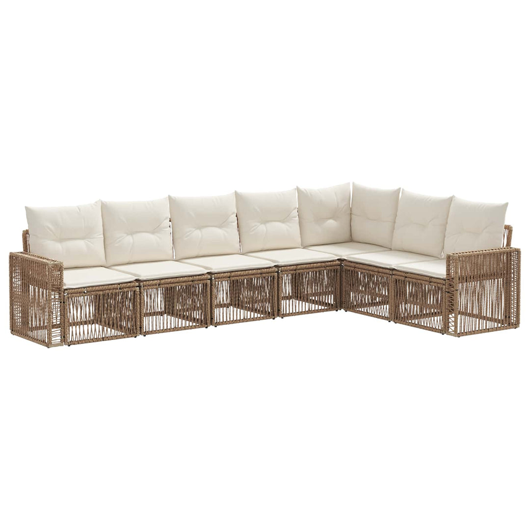 Havesofa Sæt 7 stk. Beige og cremehvid polyrattan