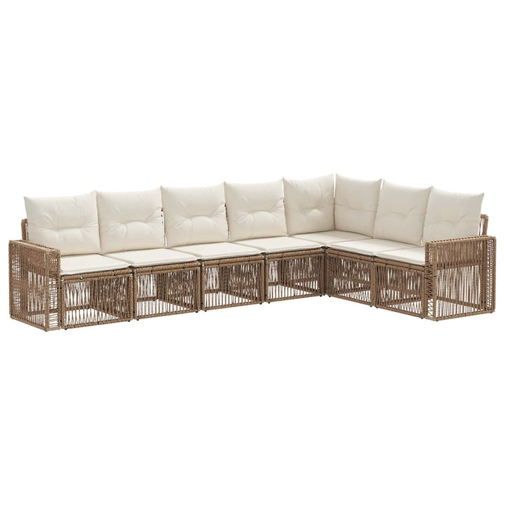 Havesofa Sæt 7 stk. Beige og cremehvid polyrattan