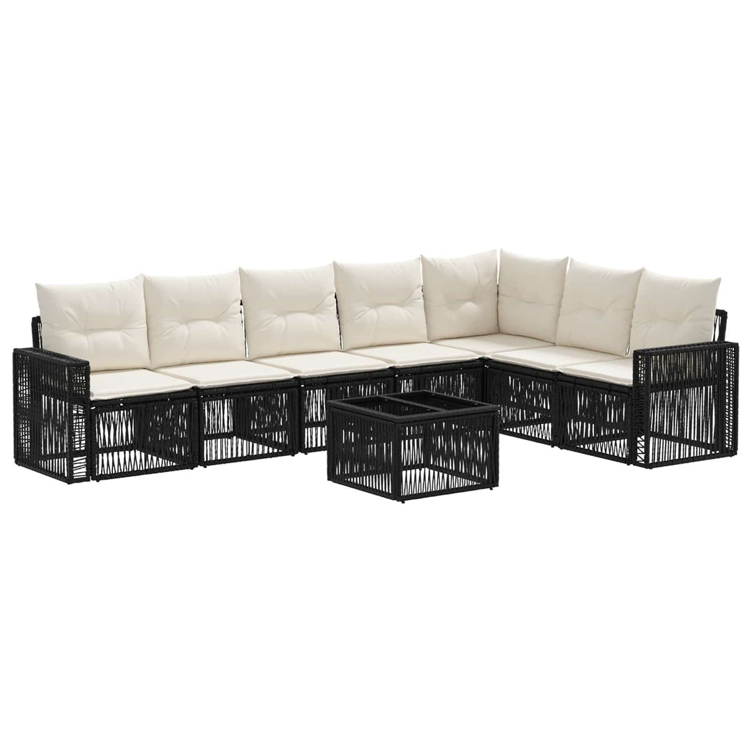 Havesofa Sæt 8 stk. Sort og Cremehvid polyrattan