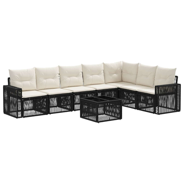 Havesofa Sæt 8 stk. Sort og Cremehvid polyrattan