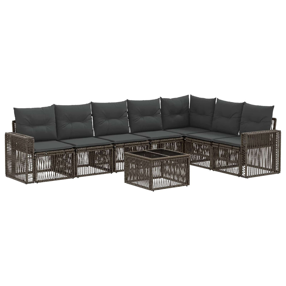 Havesofa Sæt 8 stk. Grå og Mørkegrå polyrattan
