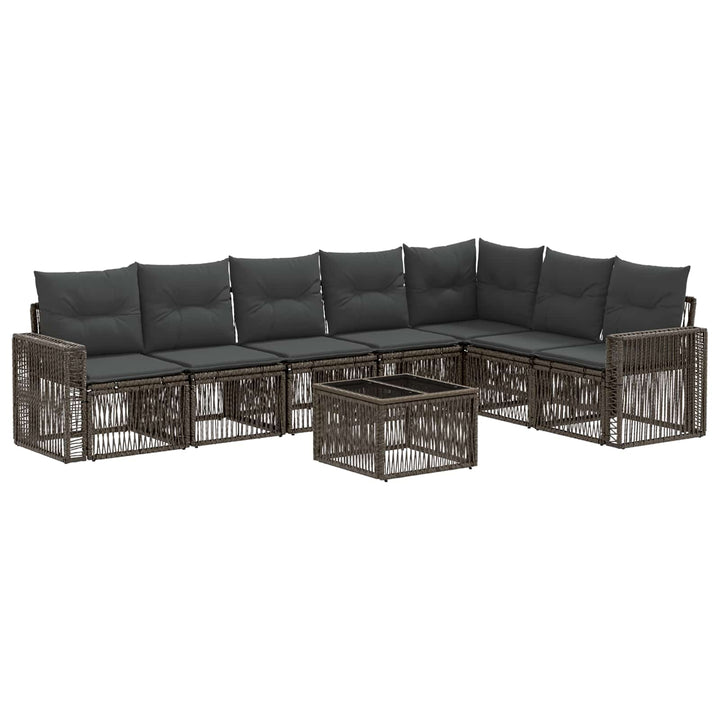 Havesofa Sæt 8 stk. Grå og Mørkegrå polyrattan