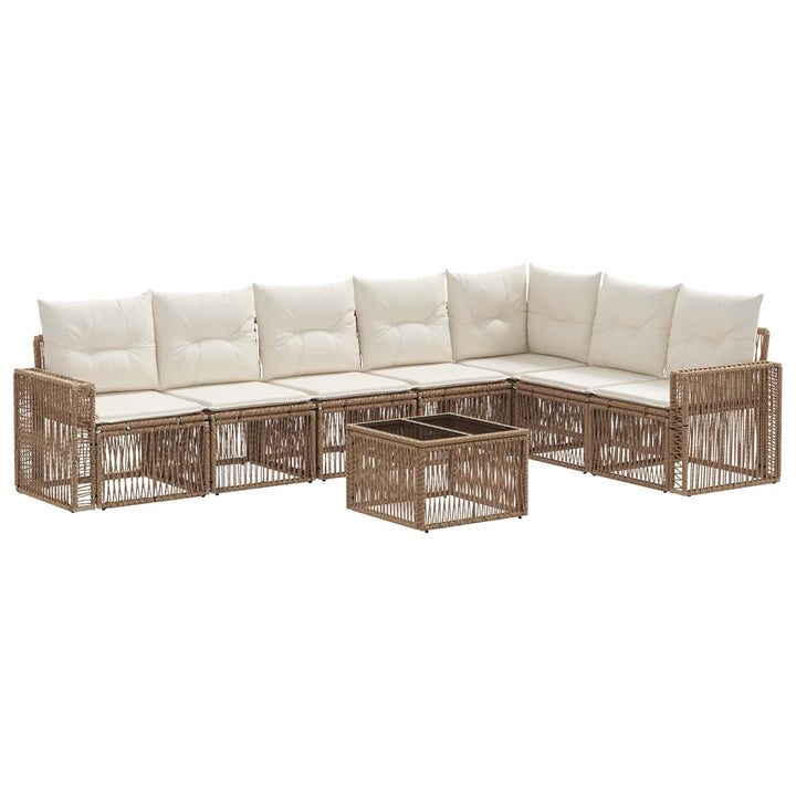 Havesofa Sæt 8 stk. Beige og cremehvid polyrattan