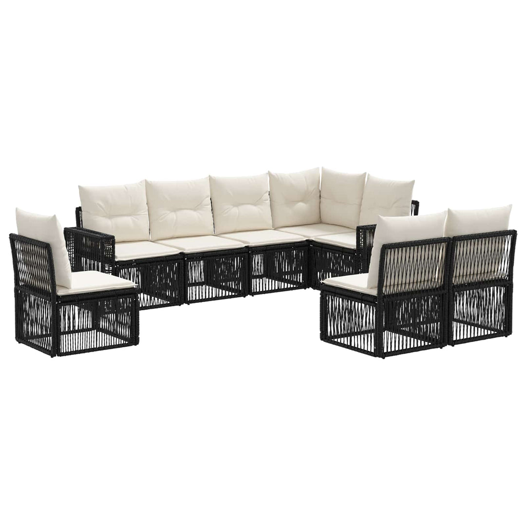 Havesofa Sæt 8 stk. Sort og Cremehvid polyrattan