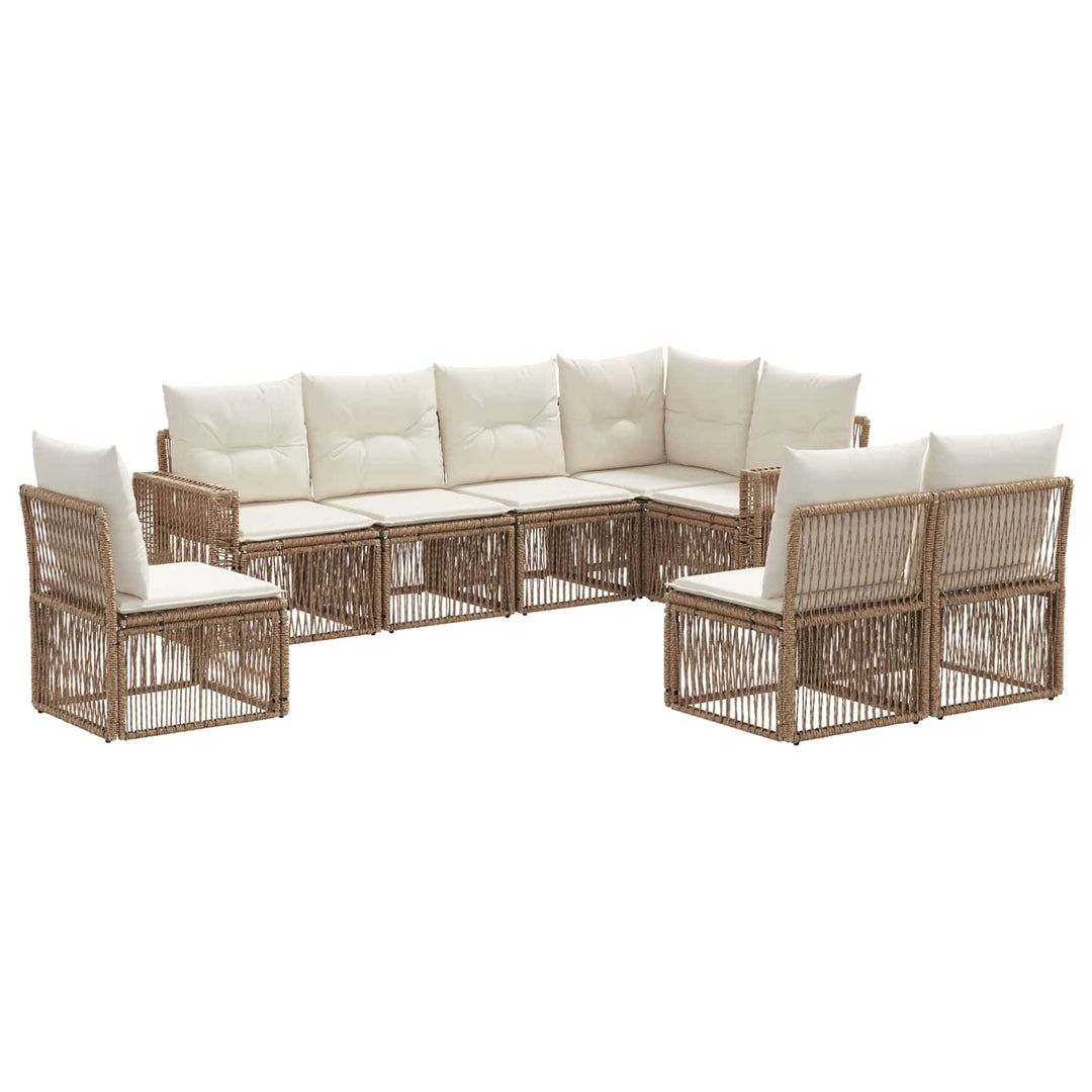 Havesofa Sæt 8 stk. Beige og cremehvid polyrattan