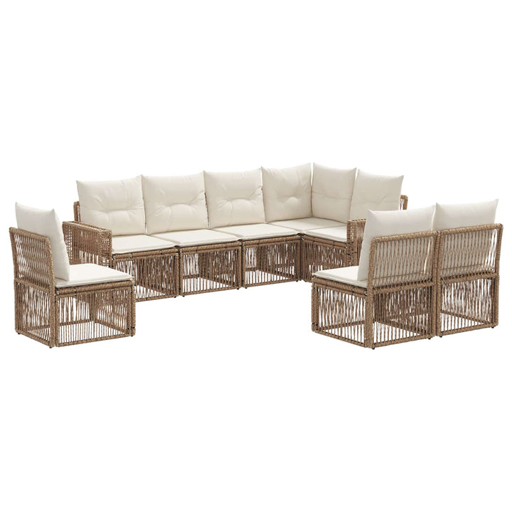 Havesofa Sæt 8 stk. Beige og cremehvid polyrattan