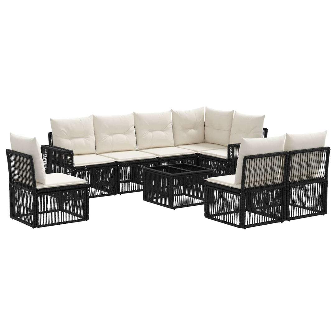 Havesofa Sæt 9 stk. Sort og Cremehvid polyrattan