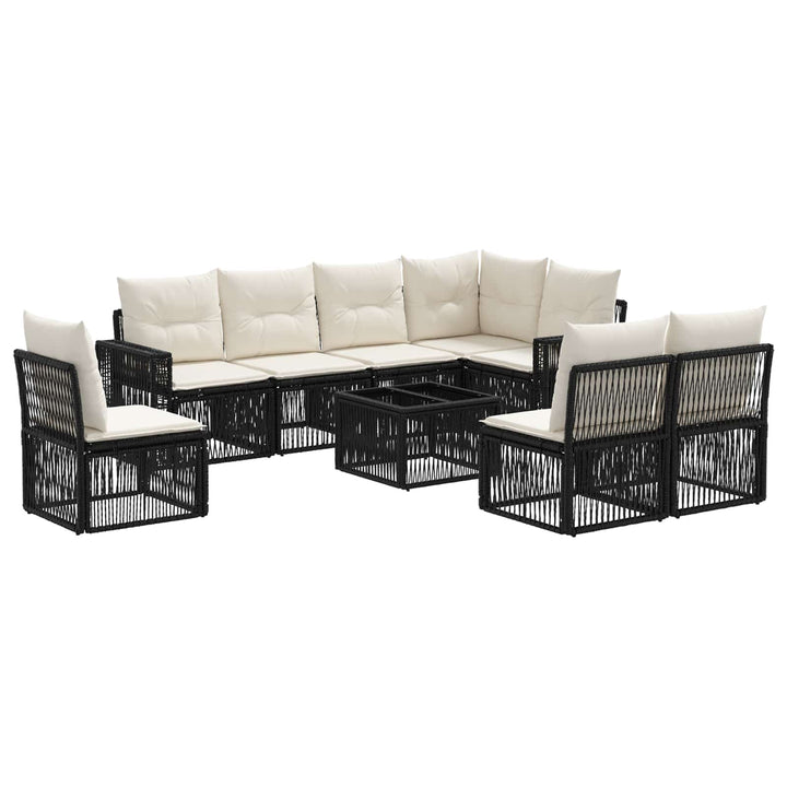 Havesofa Sæt 9 stk. Sort og Cremehvid polyrattan