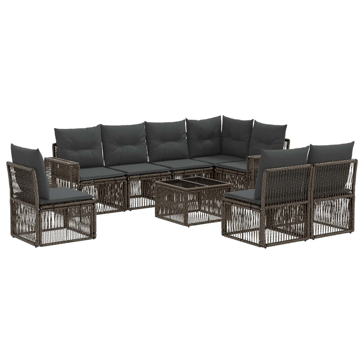 Havesofa Sæt 9 stk. Grå og Mørkegrå polyrattan