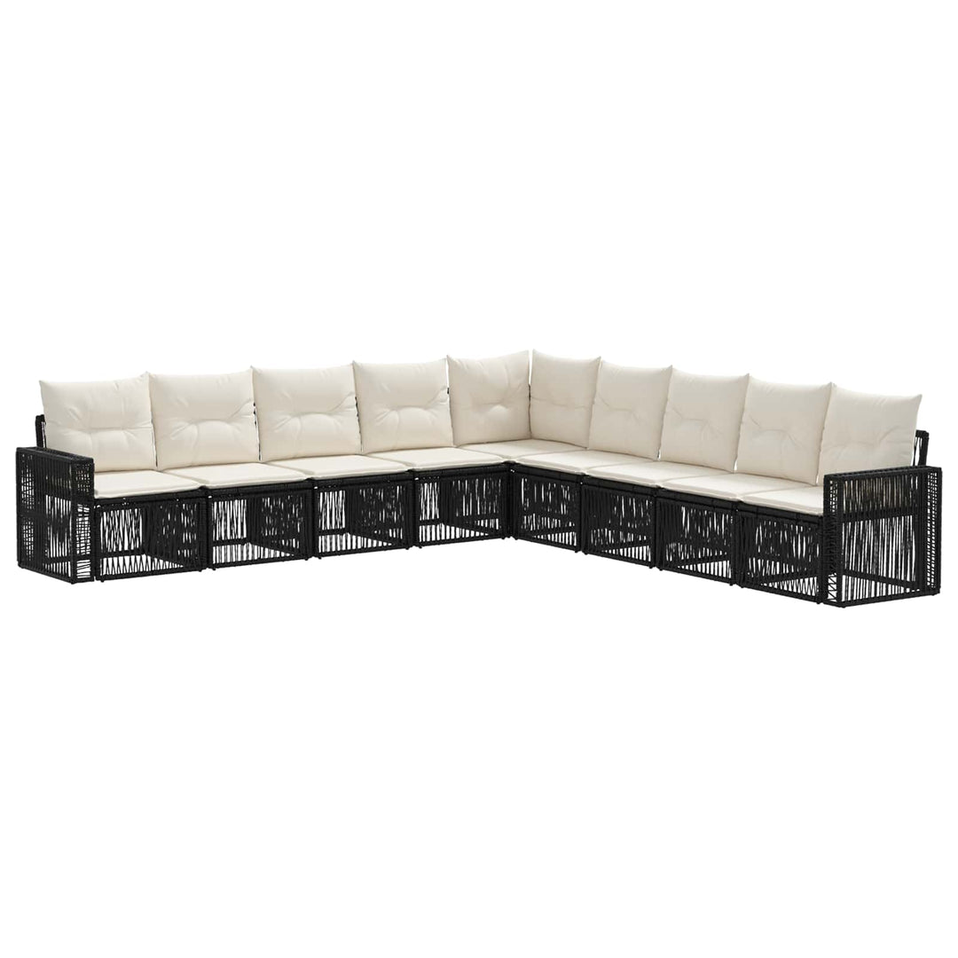 Havesofa Sæt 9 stk. Sort og Cremehvid polyrattan