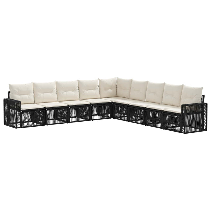 Havesofa Sæt 9 stk. Sort og Cremehvid polyrattan