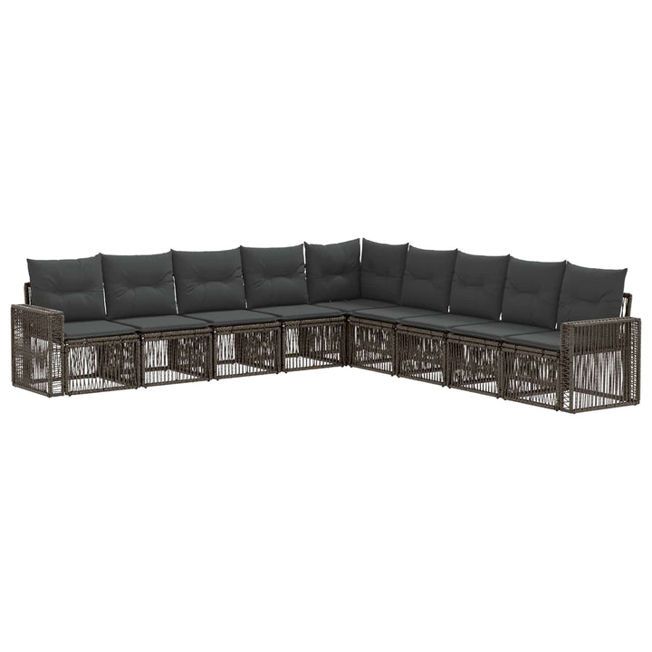 Havesofa Sæt 9 stk. Grå og Mørkegrå polyrattan