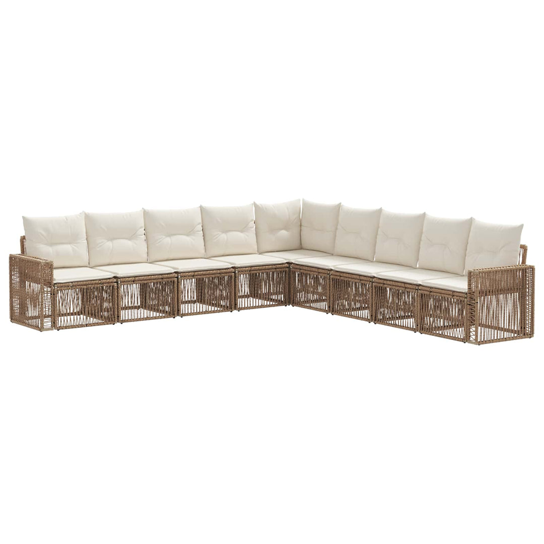 Havesofa Sæt 9 stk. Beige og cremehvid polyrattan