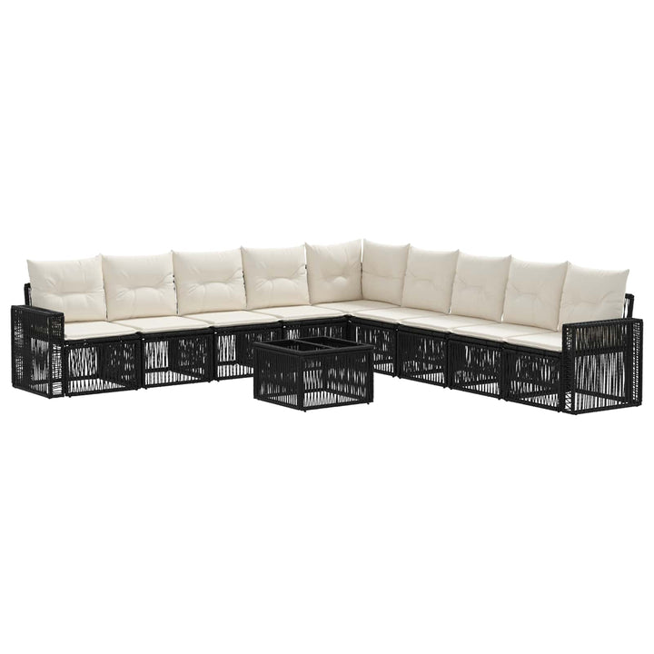 Havesofa Sæt 10 stk. Sort og Cremehvid polyrattan