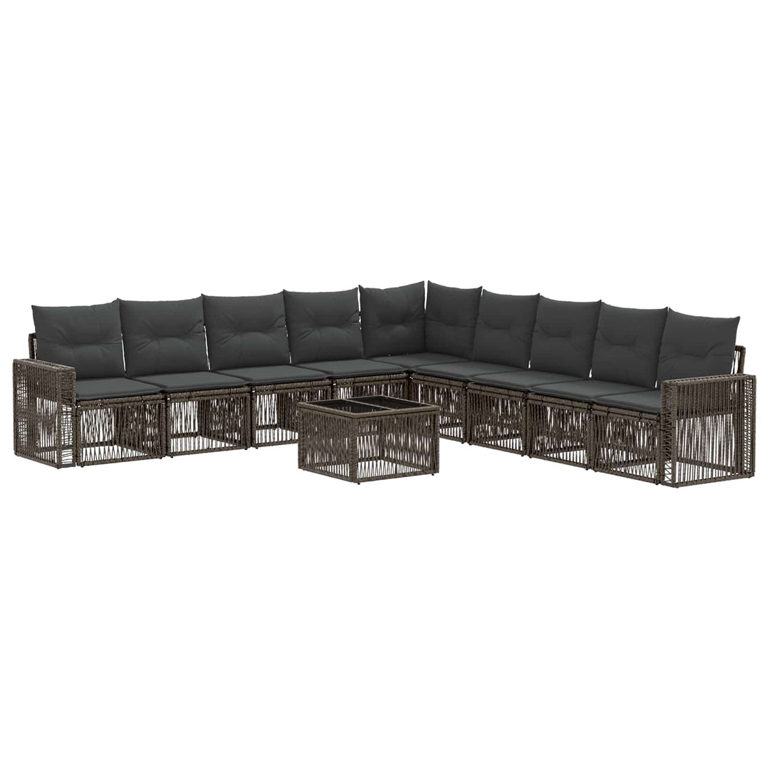 Havesofa Sæt 10 stk. Grå og Mørkegrå polyrattan