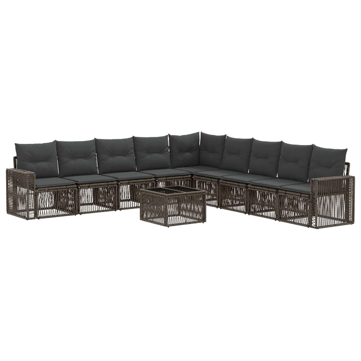 Havesofa Sæt 10 stk. Grå og Mørkegrå polyrattan