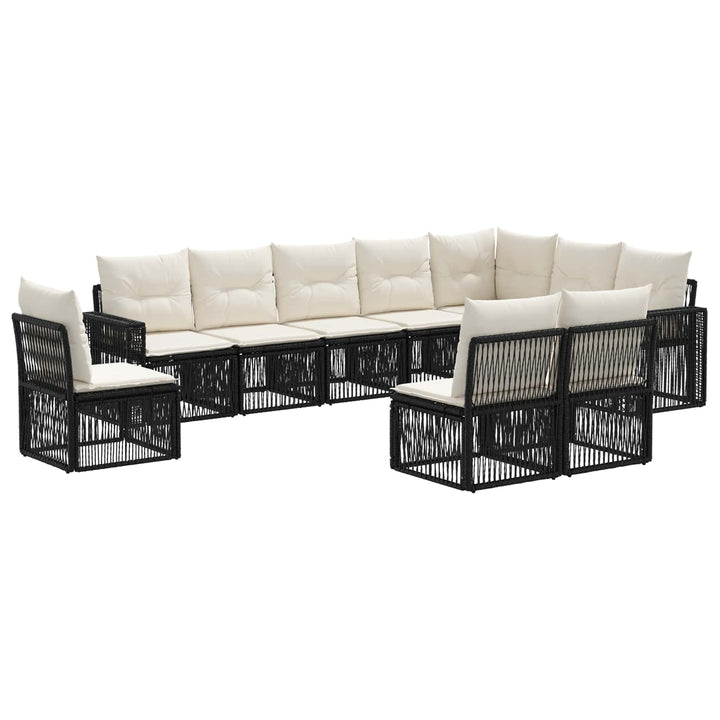 Havesofa Sæt 10 stk. Sort og Cremehvid polyrattan