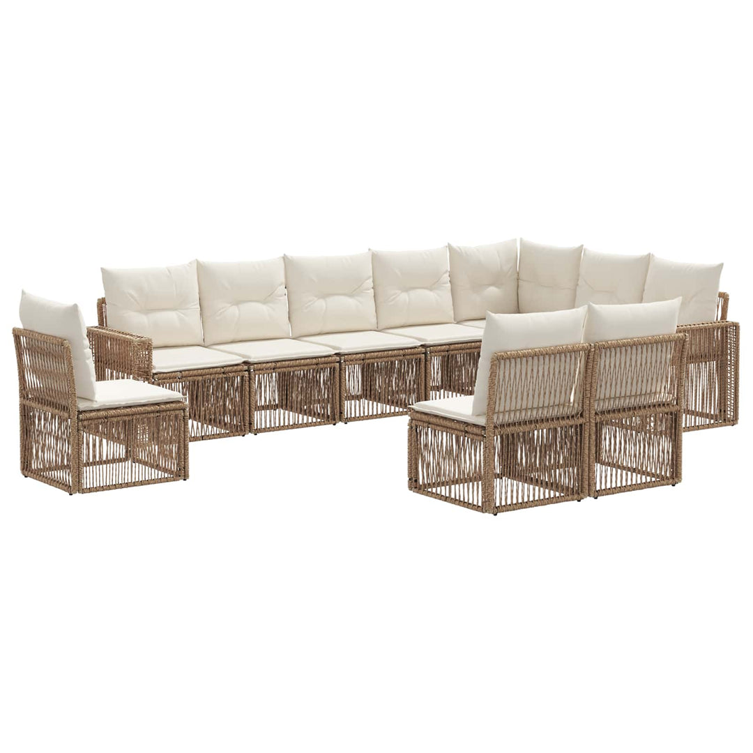 Havesofa Sæt 10 stk. Beige og cremehvid polyrattan