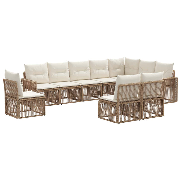 Havesofa Sæt 10 stk. Beige og cremehvid polyrattan