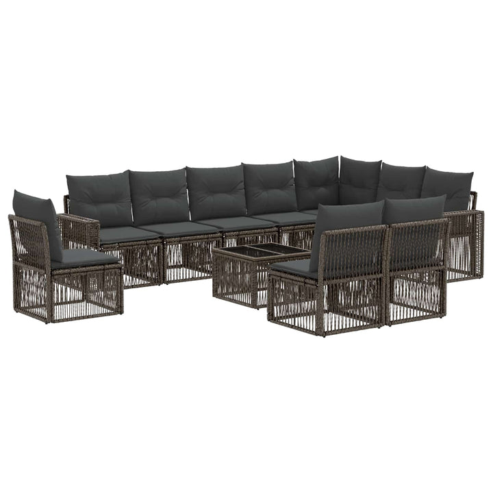 Havesofa Sæt 11 stk. Grå og Mørkegrå polyrattan