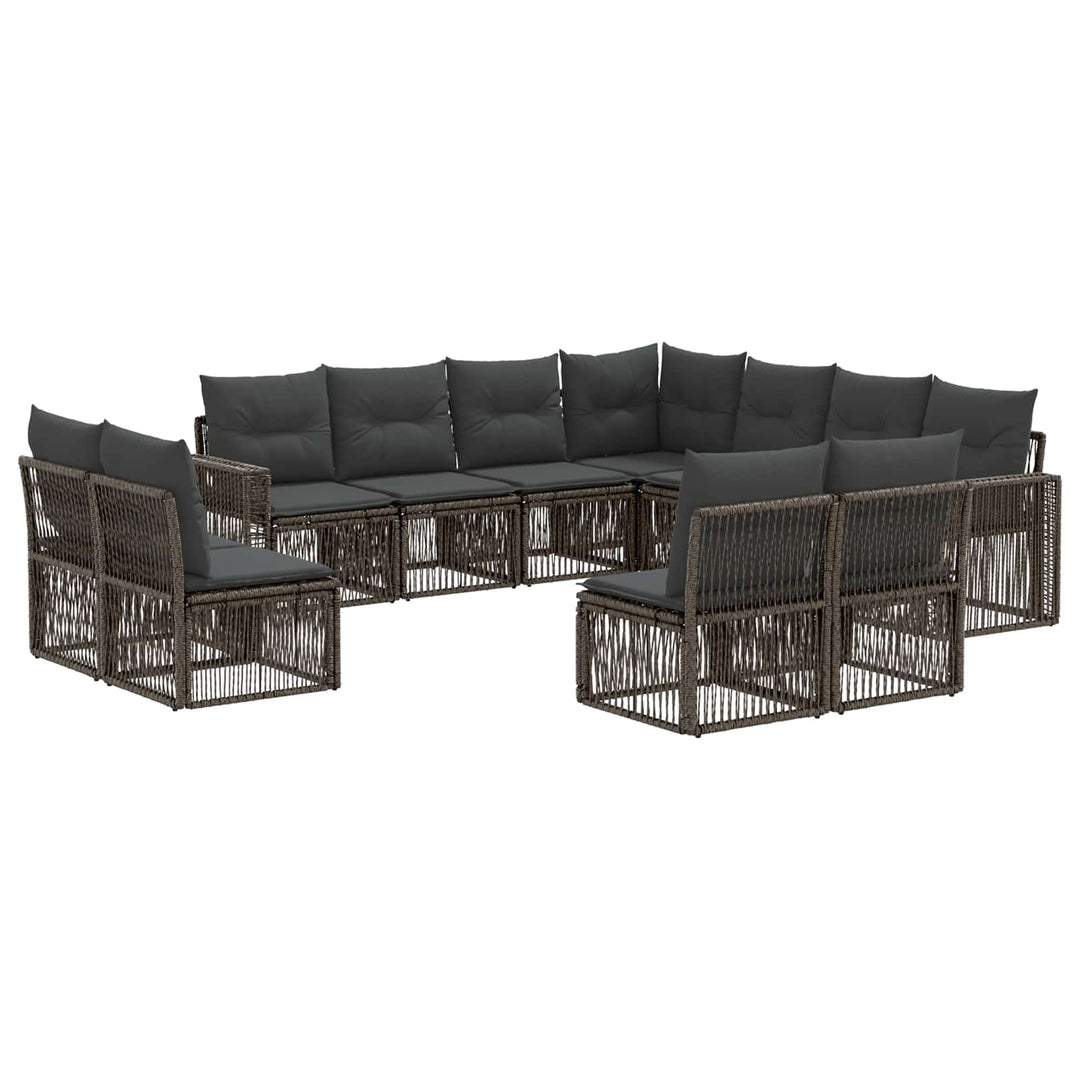 Havesofa Sæt 11 stk. Grå og Mørkegrå polyrattan