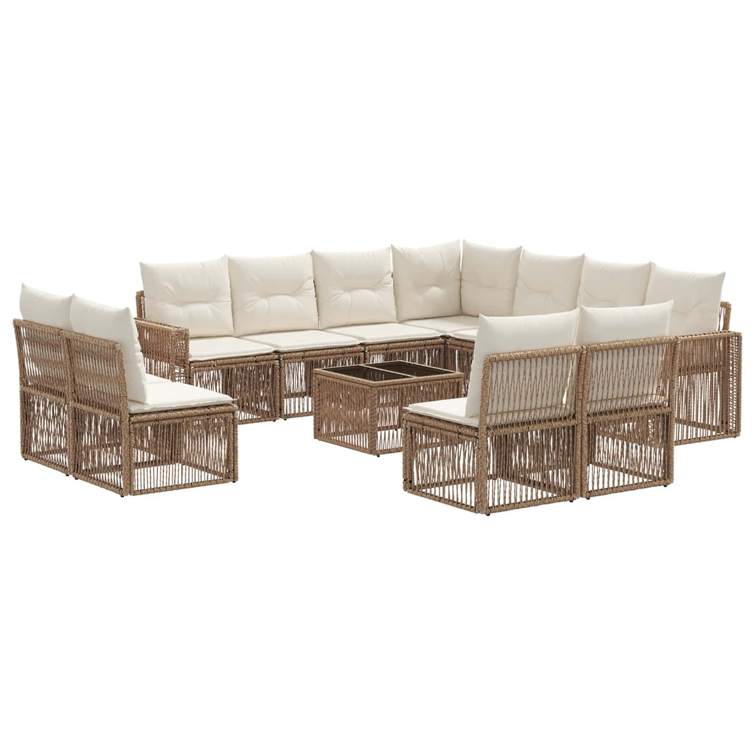 Havesofa Sæt 12 stk. Beige og cremehvid polyrattan
