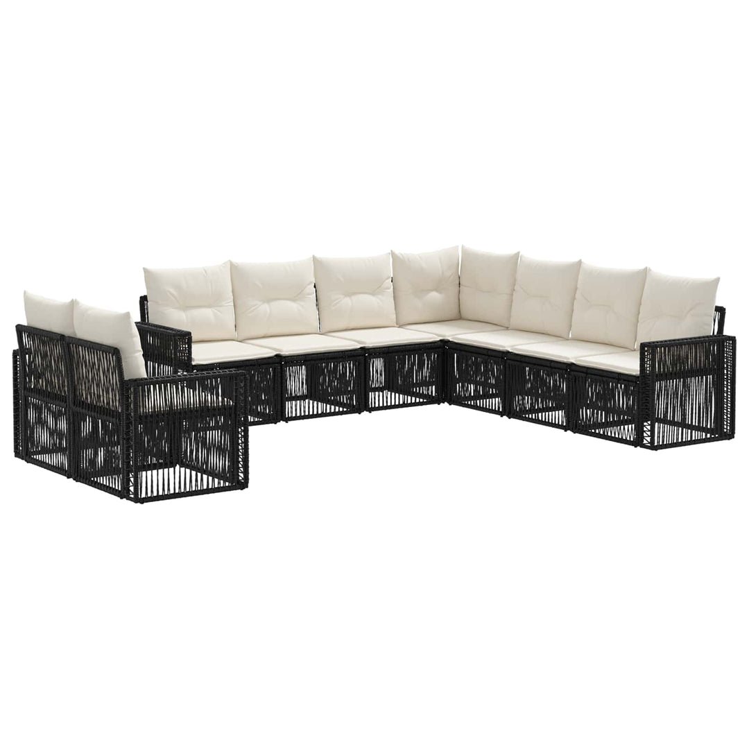 Havesofa Sæt 9 stk. Sort og Cremehvid polyrattan