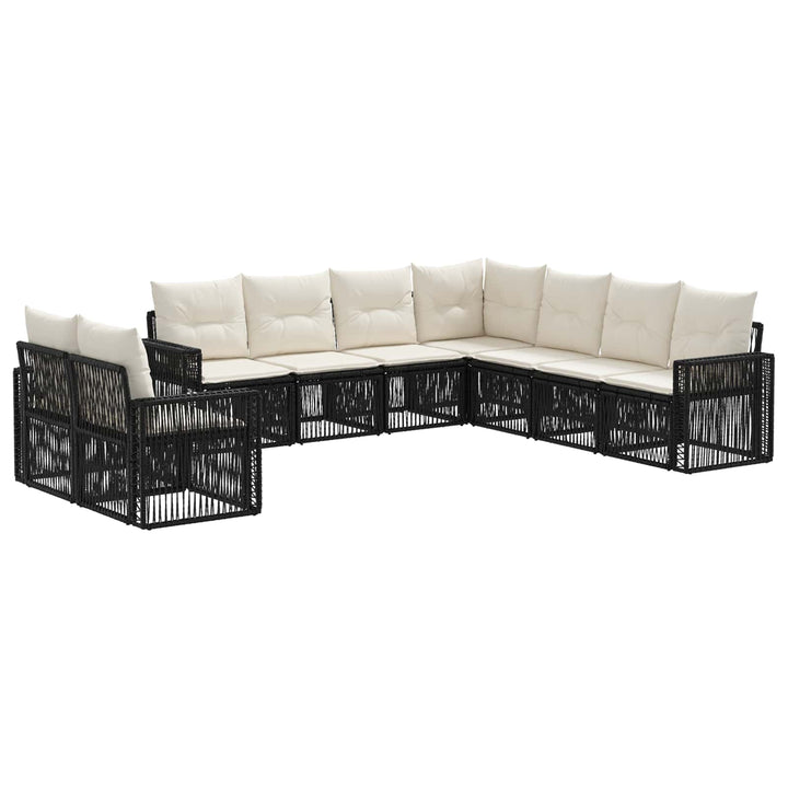 Havesofa Sæt 9 stk. Sort og Cremehvid polyrattan