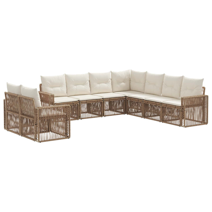 Havesofa Sæt 9 stk. Beige og cremehvid polyrattan