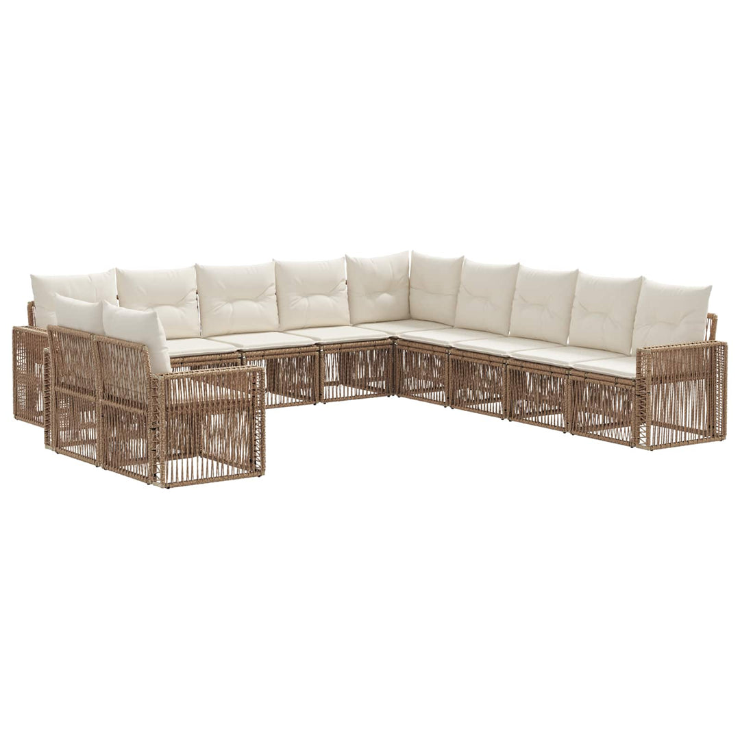 Havesofa Sæt 11 stk. Beige og cremehvid polyrattan
