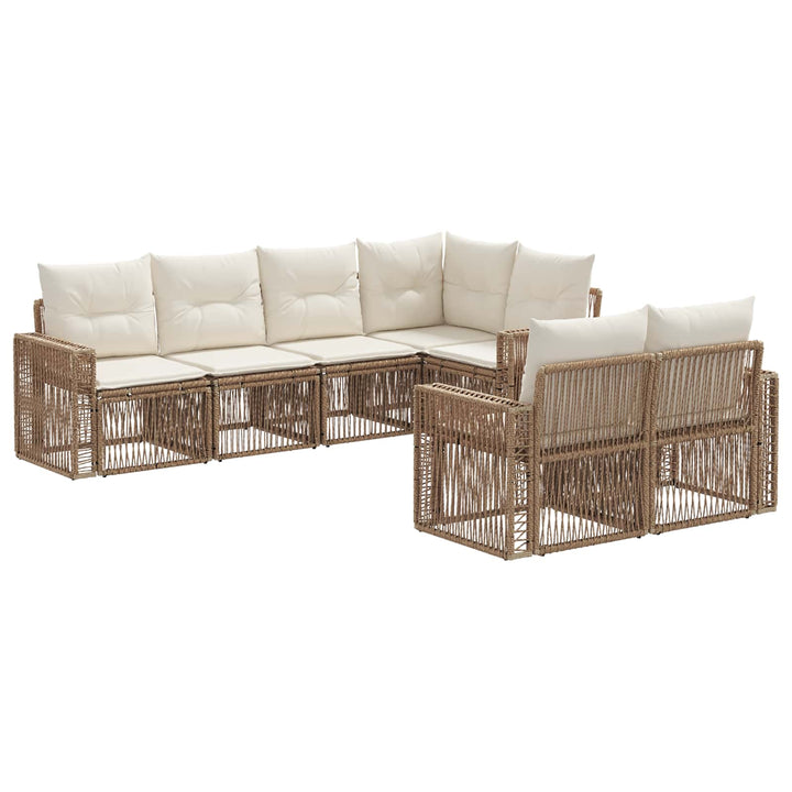 Havesofa Sæt 7 stk. 7-Antal sæder Beige og cremehvid polyrattan