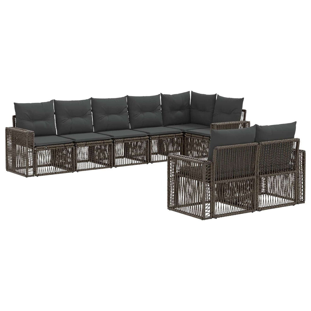 Havesofa Sæt 8 stk. Grå og Mørkegrå polyrattan