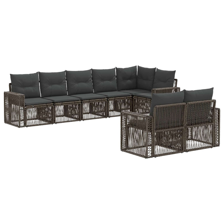 Havesofa Sæt 8 stk. Grå og Mørkegrå polyrattan