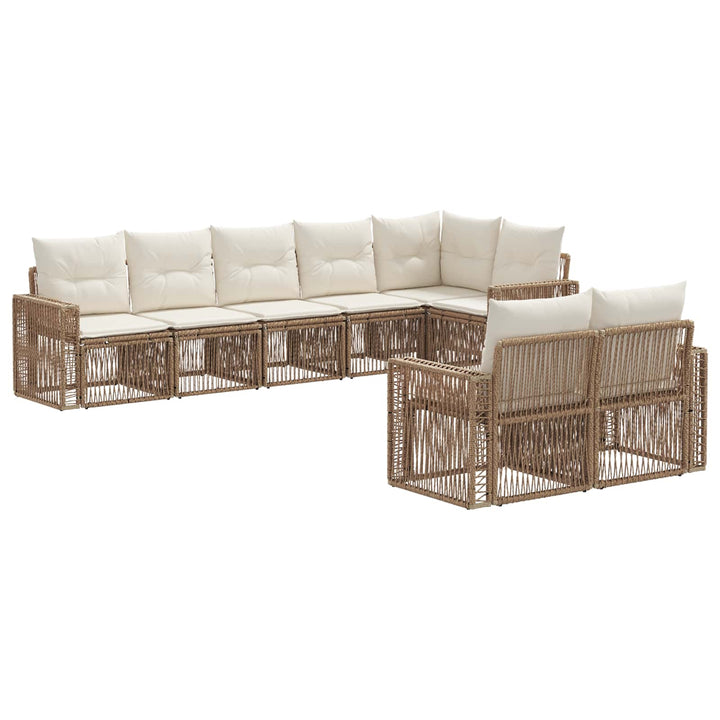 Havesofa Sæt 8 stk. Beige og cremehvid polyrattan