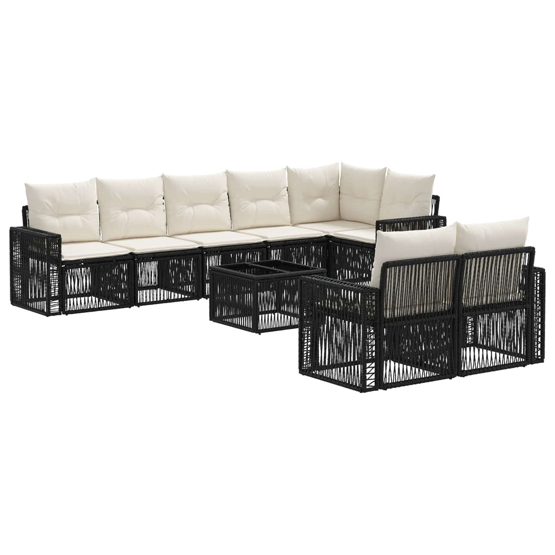Havesofa Sæt 9 stk. Sort og Cremehvid polyrattan