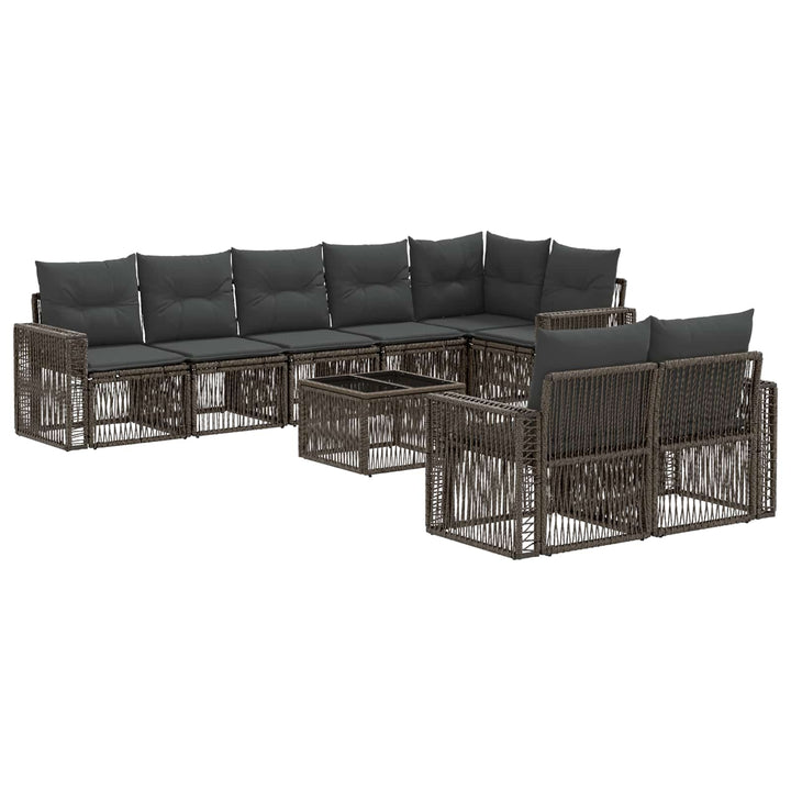 Havesofa Sæt 9 stk. Grå og Mørkegrå polyrattan