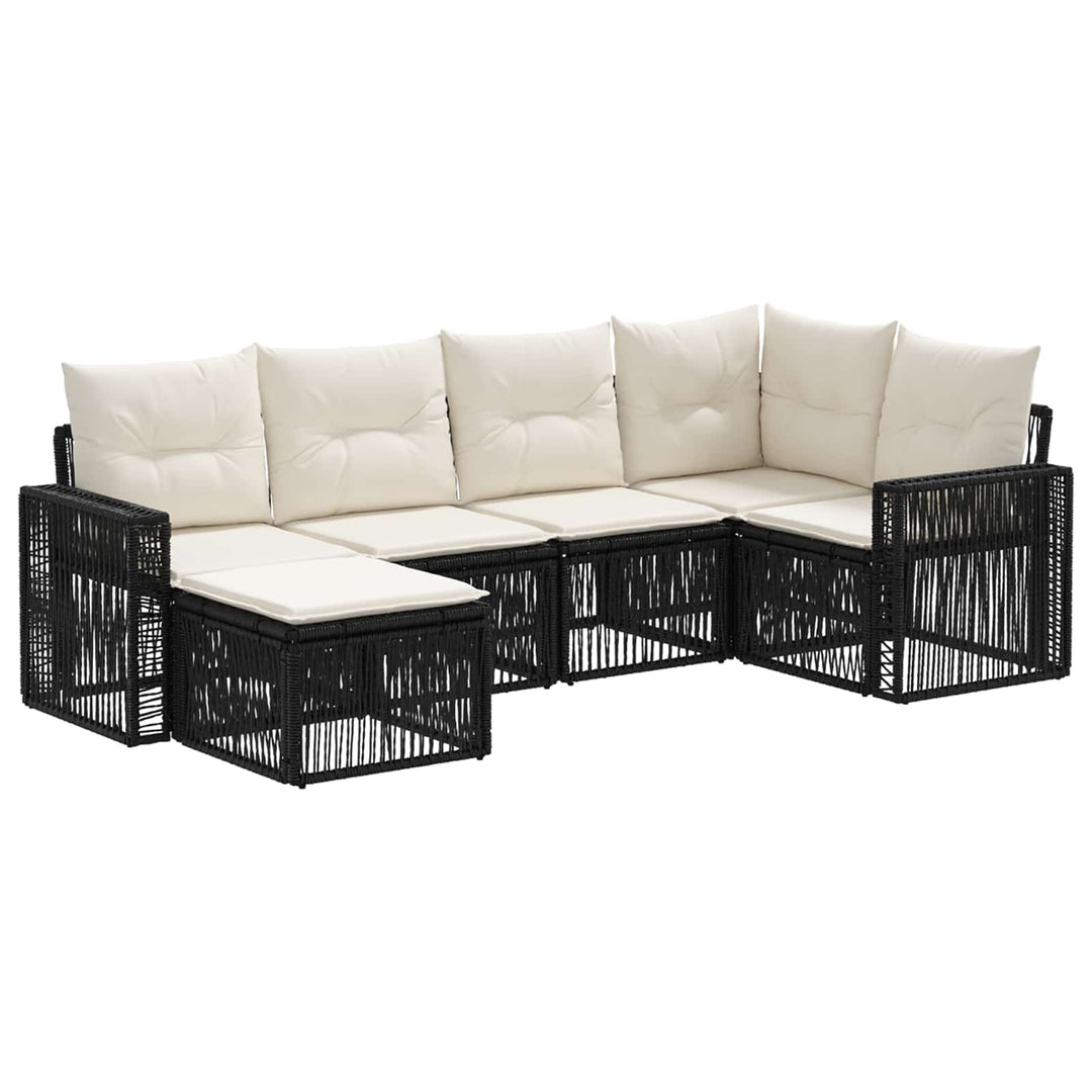 Havesofa Sæt 6 stk. Sort og Cremehvid polyrattan