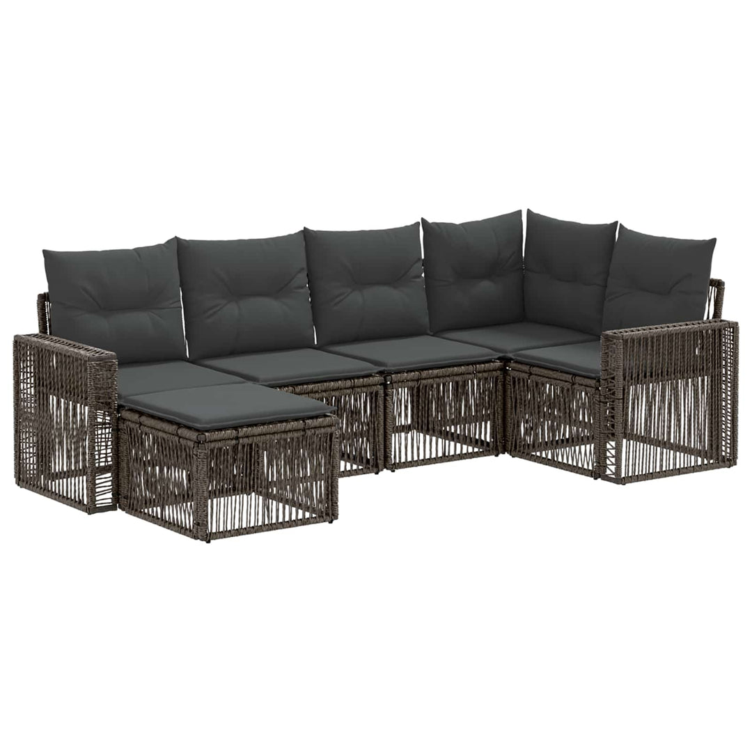 Havesofa Sæt 6 stk. Grå og Mørkegrå polyrattan