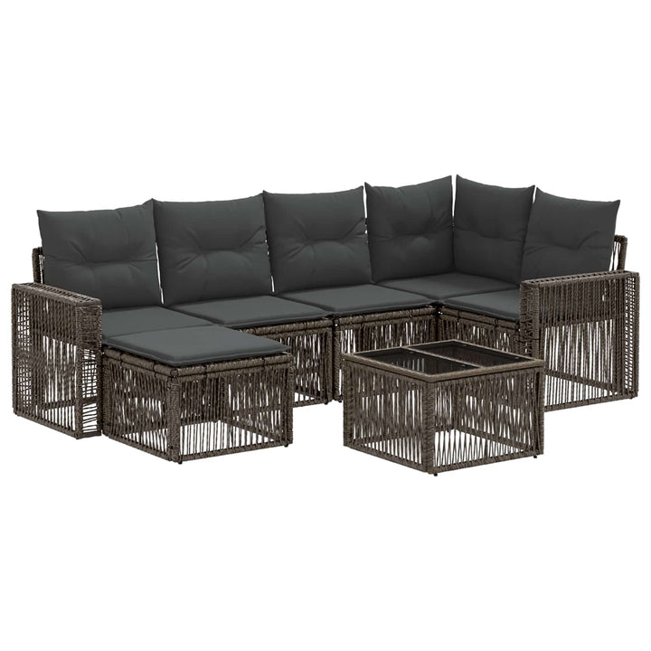 Havesofa Sæt 7 stk. Grå og Mørkegrå polyrattan