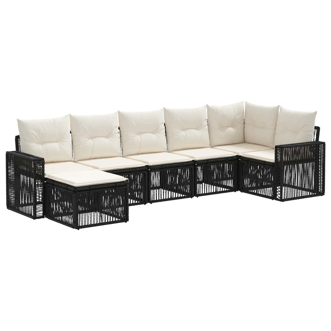 Havesofa Sæt 7 stk. Sort og Cremehvid polyrattan