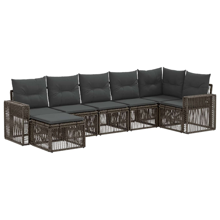 Havesofa Sæt 7 stk. Grå og Mørkegrå polyrattan