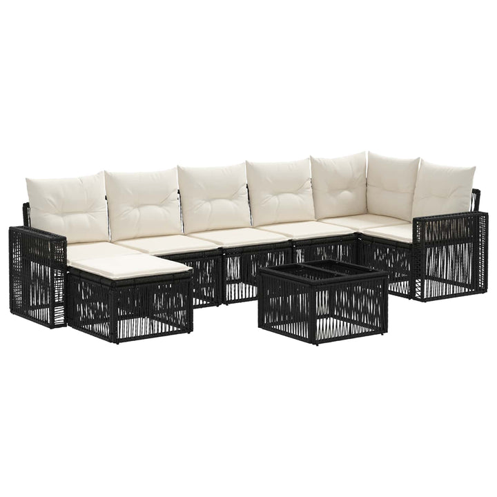 Havesofa Sæt 8 stk. Sort og Cremehvid polyrattan