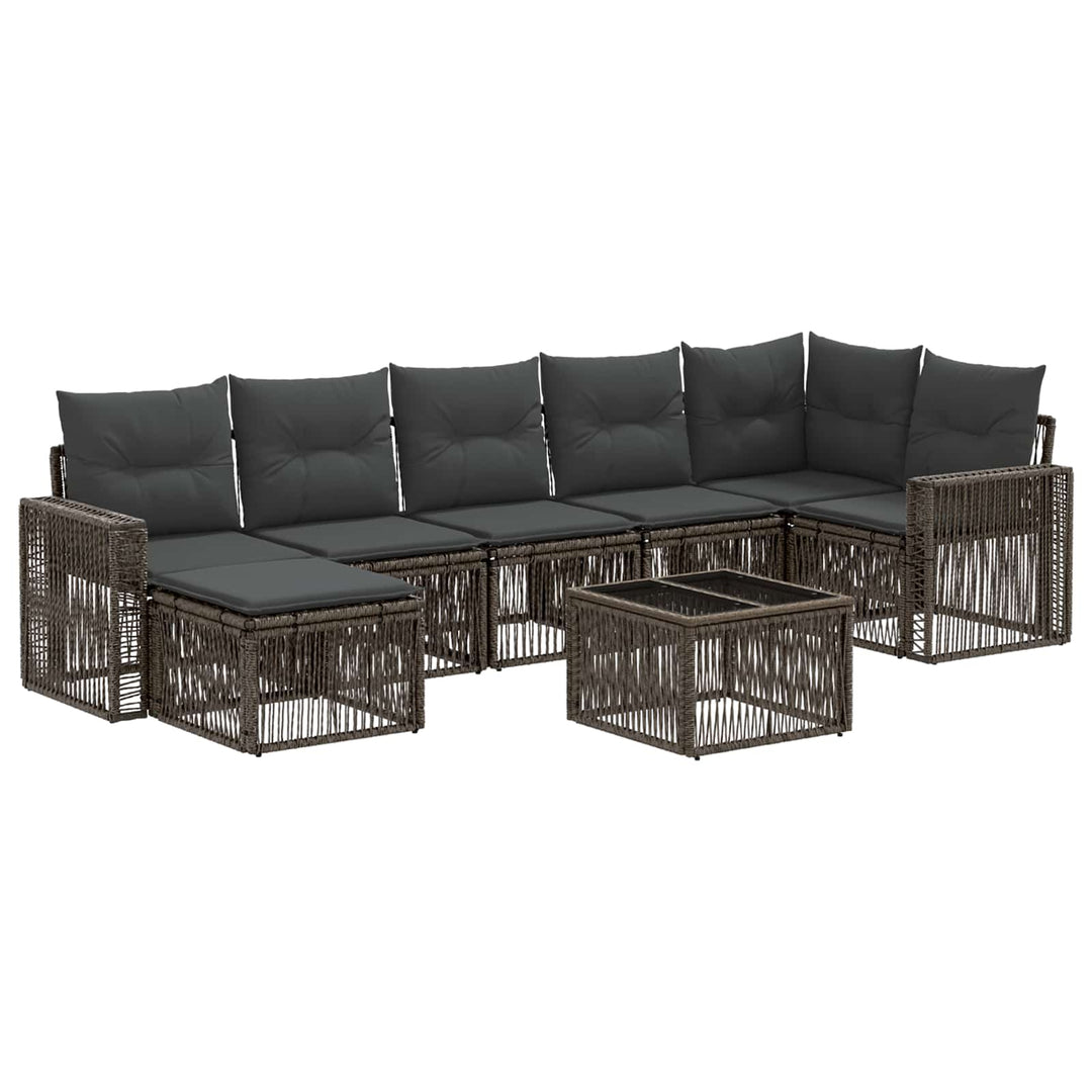 Havesofa Sæt 8 stk. Grå og Mørkegrå polyrattan