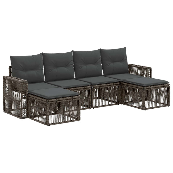 Havesofa Sæt 6 stk. Grå og Mørkegrå polyrattan