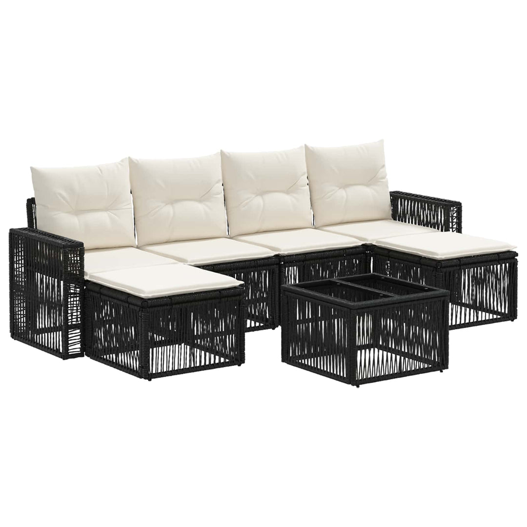 Havesofa Sæt 7 stk. Sort og Cremehvid polyrattan